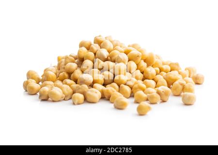 Healthy cooked chickpeas isolated on white background. Stock Photo