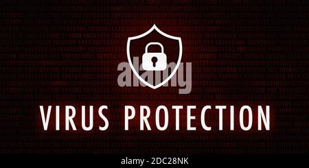 Banner Virus Protection Shield Icon On Background With Binary Code Stock Photo Alamy