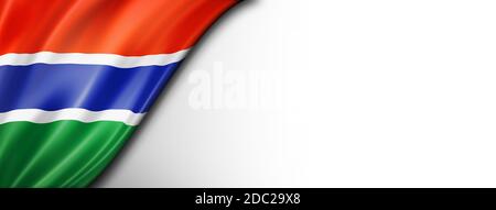 Gambia flag isolated on white. Horizontal panoramic banner. Stock Photo