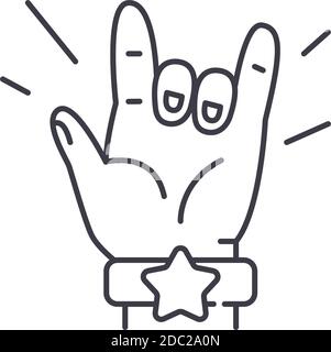 Concert hand icon, linear isolated illustration, thin line vector, web design sign, outline concept symbol with editable stroke on white background. Stock Vector