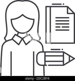 Copywriter concept icon, linear isolated illustration, thin line vector, web design sign, outline concept symbol with editable stroke on white Stock Vector