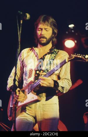 Eric Clapton in concert at Hammersmith Odeon 4th December 1974 Stock Photo