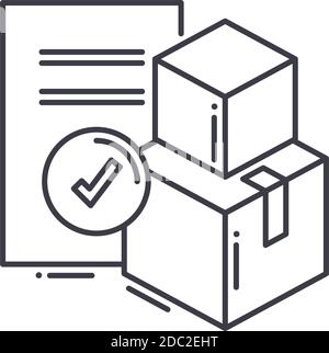 Confirm order icon, linear isolated illustration, thin line vector, web design sign, outline concept symbol with editable stroke on white background. Stock Vector