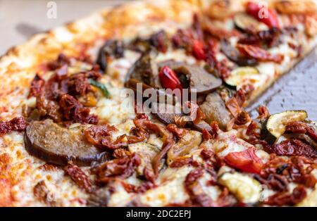 Homemade Pizza. A wonderful mix of flavors and colors. Stock Photo