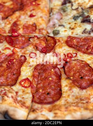 Homemade Pizza. A wonderful mix of flavors and colors. Stock Photo