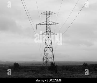 powerlines in Iceland Stock Photo