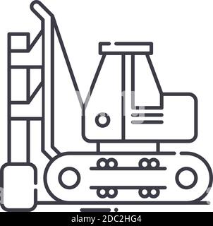 Construction excavator icon, linear isolated illustration, thin line vector, web design sign, outline concept symbol with editable stroke on white Stock Vector
