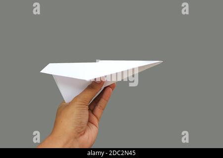 paper plane in a hand Stock Photo