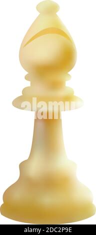 3d white wooden bishop, chess piece, icon, figure, isolated on white background vector Stock Vector