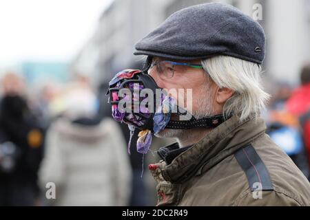 Berlin, Berlin / Germany, November 18, 2020. Demonstration in Berlin's government district against the new version of the Infection Protection Act. Stock Photo