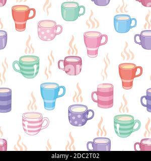 Beautiful seamless pattern colorful cups. Background for card, poster print Stock Vector