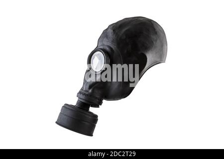 Black gas mask isolated on white background with clipping path. Environment pollution Stock Photo