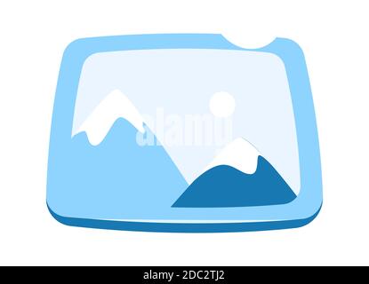 Simple picture icon in a frame, tv or computer screen with the simplest image, cartoon vector isolated Stock Vector