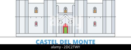 Castel Del Monte line travel landmark, skyline, vector design. Castel ...