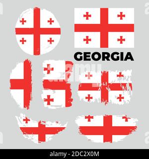 Grunge Georgia flags set. Vector stock illustration Stock Vector