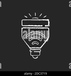 Light bulbs chalk white icon on black background Stock Vector