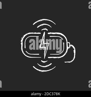 Wireless charging station chalk white icon on black background Stock Vector