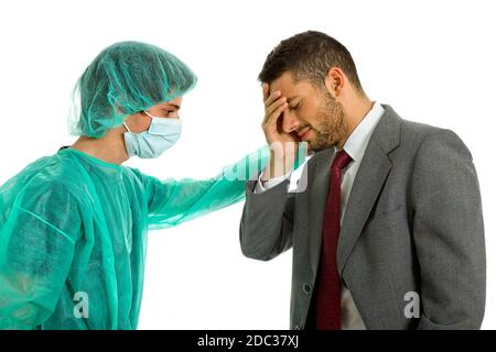 medical doctor telling bad news to the patient Stock Photo