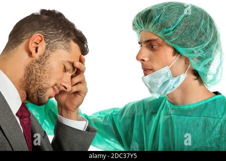 medical doctor telling bad news to the patient Stock Photo