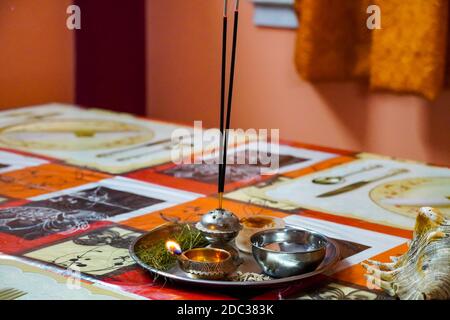 Picture of puja ki thali. Stock Photo