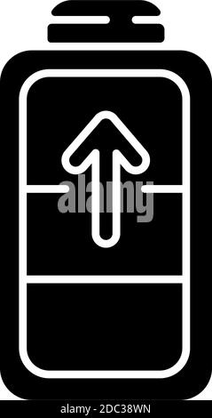 Battery charging process black glyph icon Stock Vector