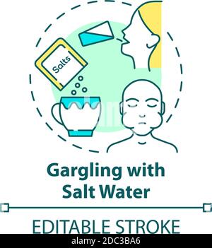 Gargling with salt water concept icon Stock Vector