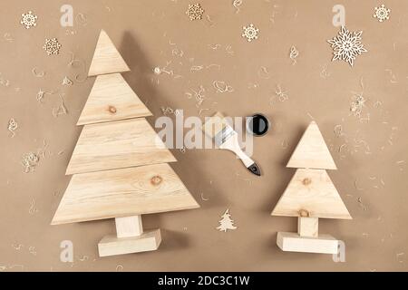 Handcrafted Artisan Painted Wood Christmas Tree