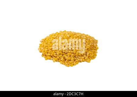 Mung dal or Mung daal bean heap isolated on white background. nutrition. bio. natural food ingredient. Stock Photo