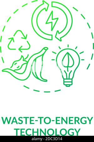Waste to energy technology green gradient concept icon Stock Vector