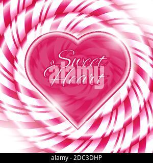 Sweet heart - abstract background with candy cane sweet spiral. Vector illustration. Stock Vector