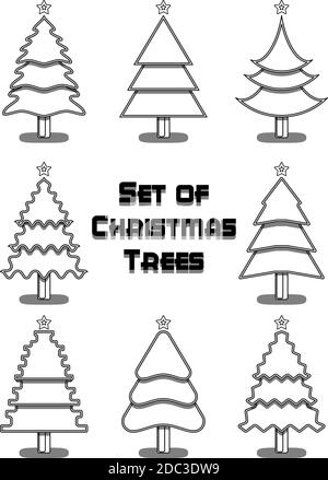 Christmas Trees Contour Stock Vector