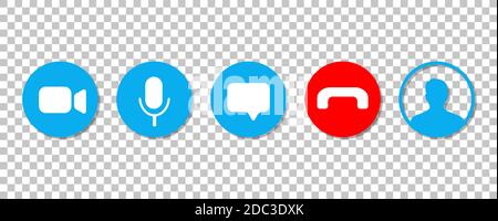 Video call screen template. Video cal icons set. Stock Vector