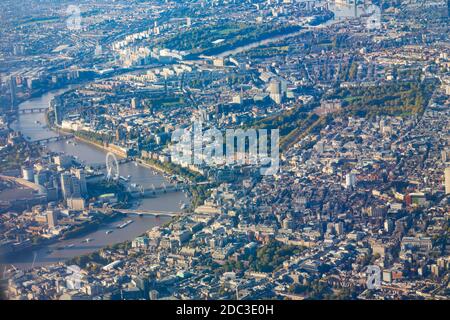 Aerial view over London, the capital city of England. Stock Photo