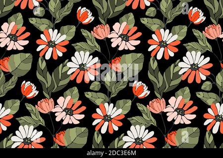 Art floral vector seamless pattern. Autumn background. Stock Vector