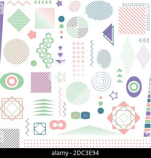 A set of 100 geometric shapes. A collection of fashionable semi-ton vector geometric shapes. Stock Vector