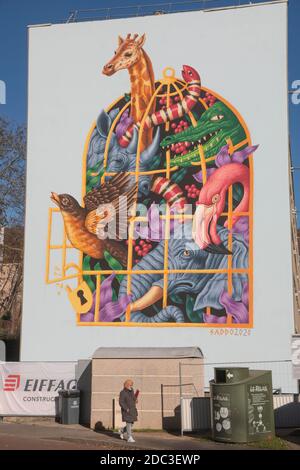 VERSAILLES, JUSSIEU DISTRICT STREET ART OPEN AIR MUSEUM Stock Photo