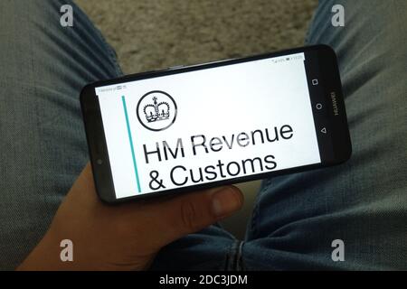 KONSKIE, POLAND - June 29, 2019: HM Revenue and Customs department logo displayed on mobile phone Stock Photo