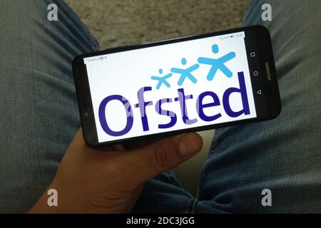 KONSKIE, POLAND - June 29, 2019: Office for Standards in Education, Children's Services and Skills - Ofsted logo on mobile phone Stock Photo