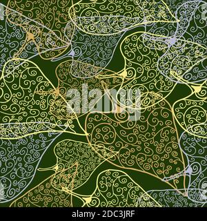 ornamental floral seamless pattern on green Stock Vector