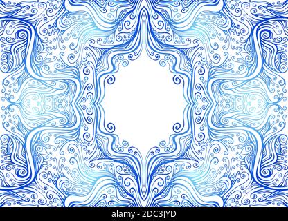 Vintage decorative elegant frame with many curls ornament,and place for text, bright gradient cynk and dark blue outline color, isolated white Stock Vector