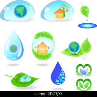 a set of simple icons on ecology and environmental theme Stock Vector