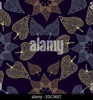 ornamental floral seamless pattern on purple Stock Vector