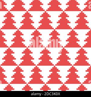 Vector pixel seamless pattern. New Year knitted background Stock Vector