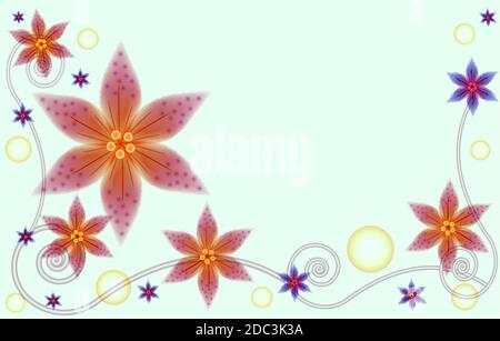 abstract floral background for greeting card with silver spiral patterns Stock Vector