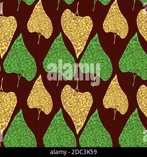 ornamental floral seamless pattern on brown Stock Vector