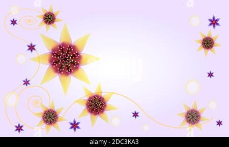 abstract floral background for greeting card with star-like flowers Stock Vector