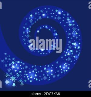 Abstract winter dark blue background with spiral and snowflakes Stock Vector