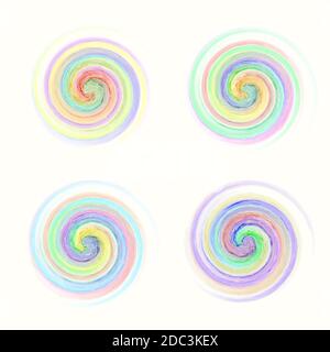 set of beautiful multicolored spiral patterns Stock Vector