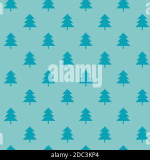 Vector pixel seamless pattern. Christmas green tree knitted Stock Vector