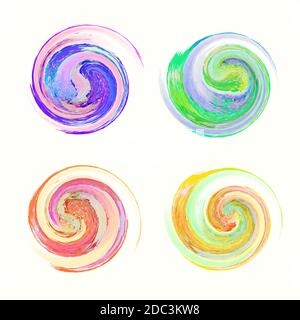 set of beautiful multicolored spiral patterns Stock Vector